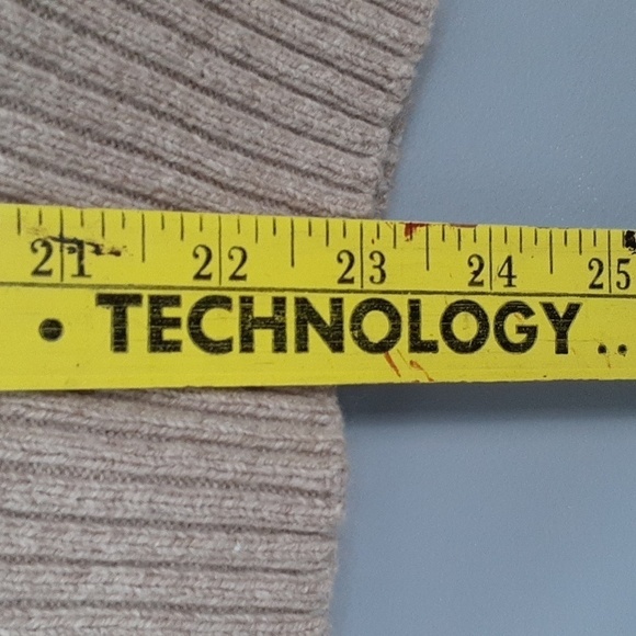 Pandemonium Angora Cotton Wool Blend Tan Deep V-Neck Sweater - Picture 5 of 8